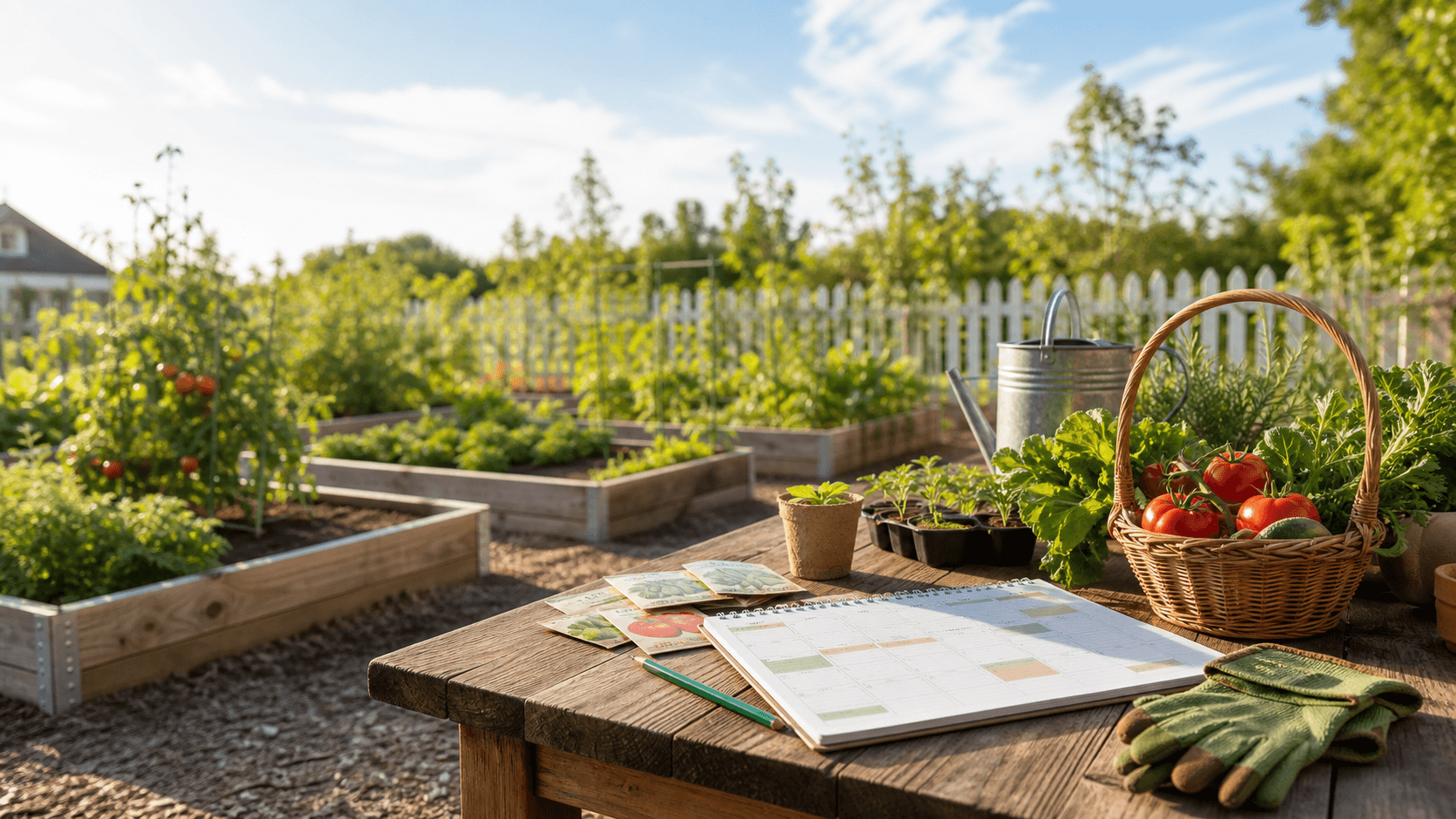 Home vegetable garden planning table